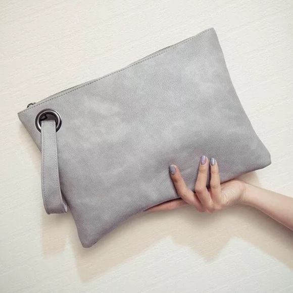 Handbags - Gray-ish Oversized Envelope Clutch Handbag